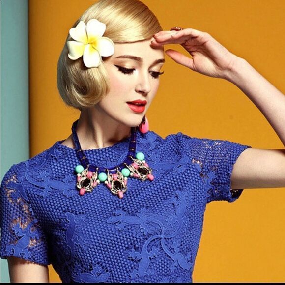 Retired J.Crew Oversized Modernist Bib   Statement Necklace - Picture 1 of 7
